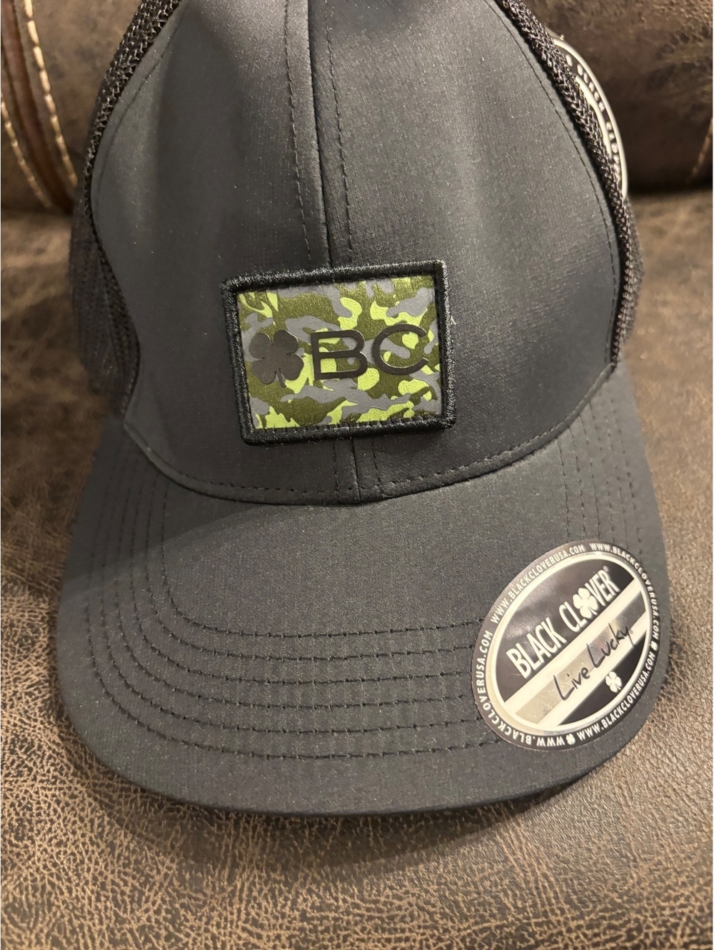 Black Clover Live Lucky Snapback Hat Black Mesh Camo Patch Adjustable NWT